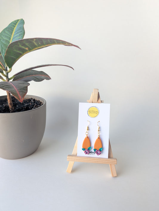 Handmade by Haz Fall Florals: Orange Teardrop Dangle Earrings