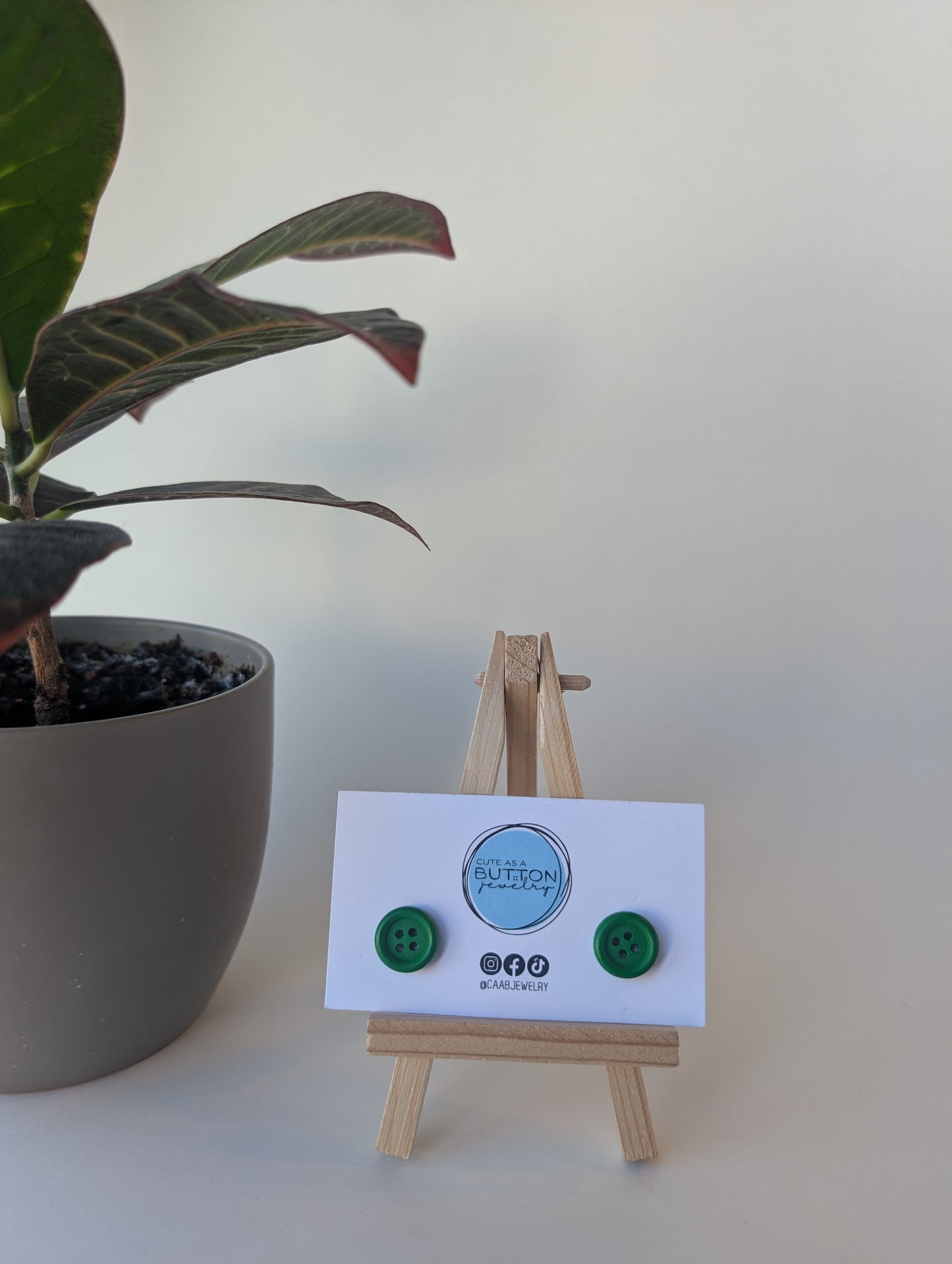 Classic Green Button Stud Earrings (2 sizes) with Hypoallergenic Posts in Stainless Steel or Titanium