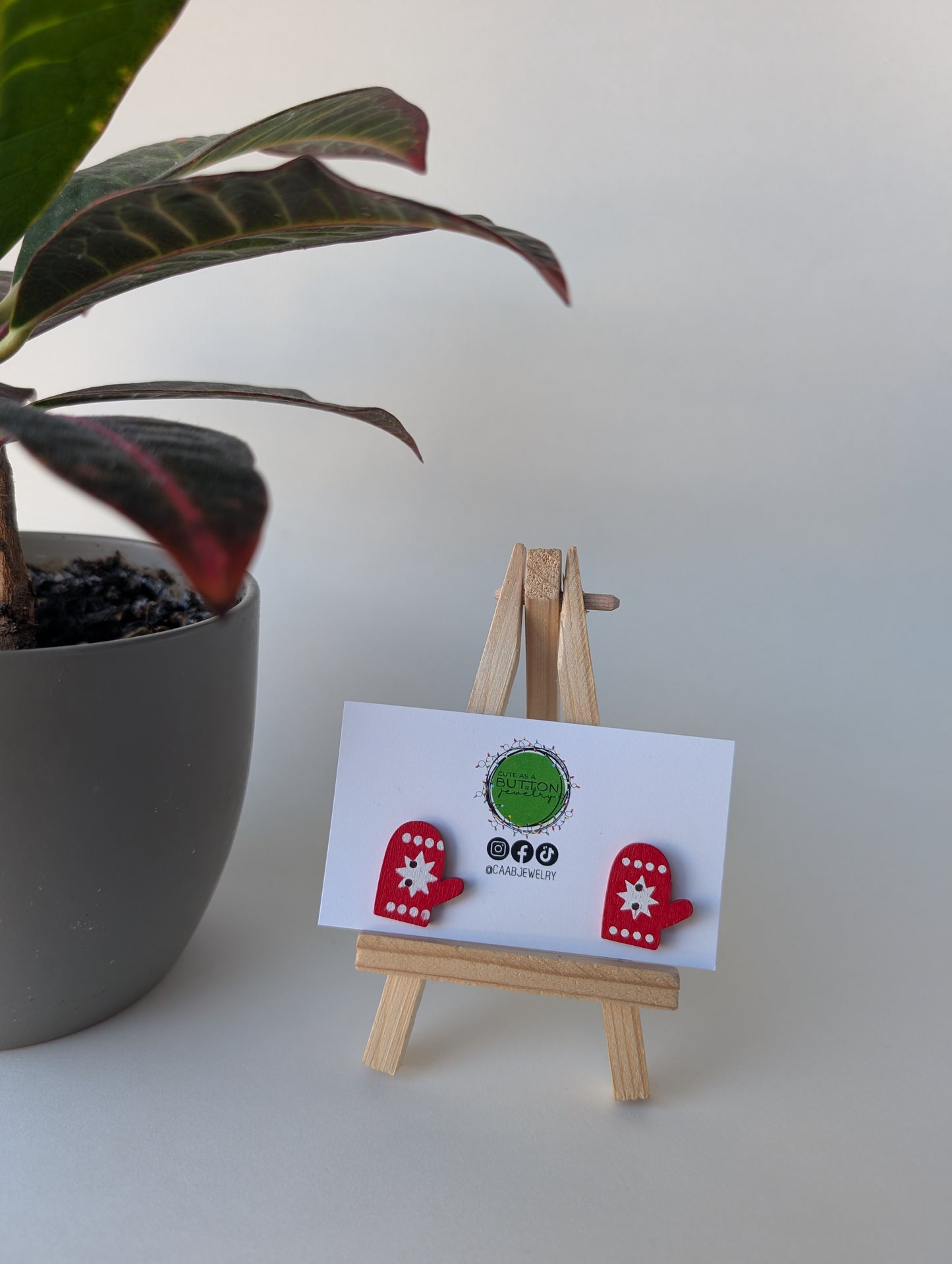 Winter Mitten Stud Earrings with Hypoallergenic Posts in Stainless Steel or Titanium