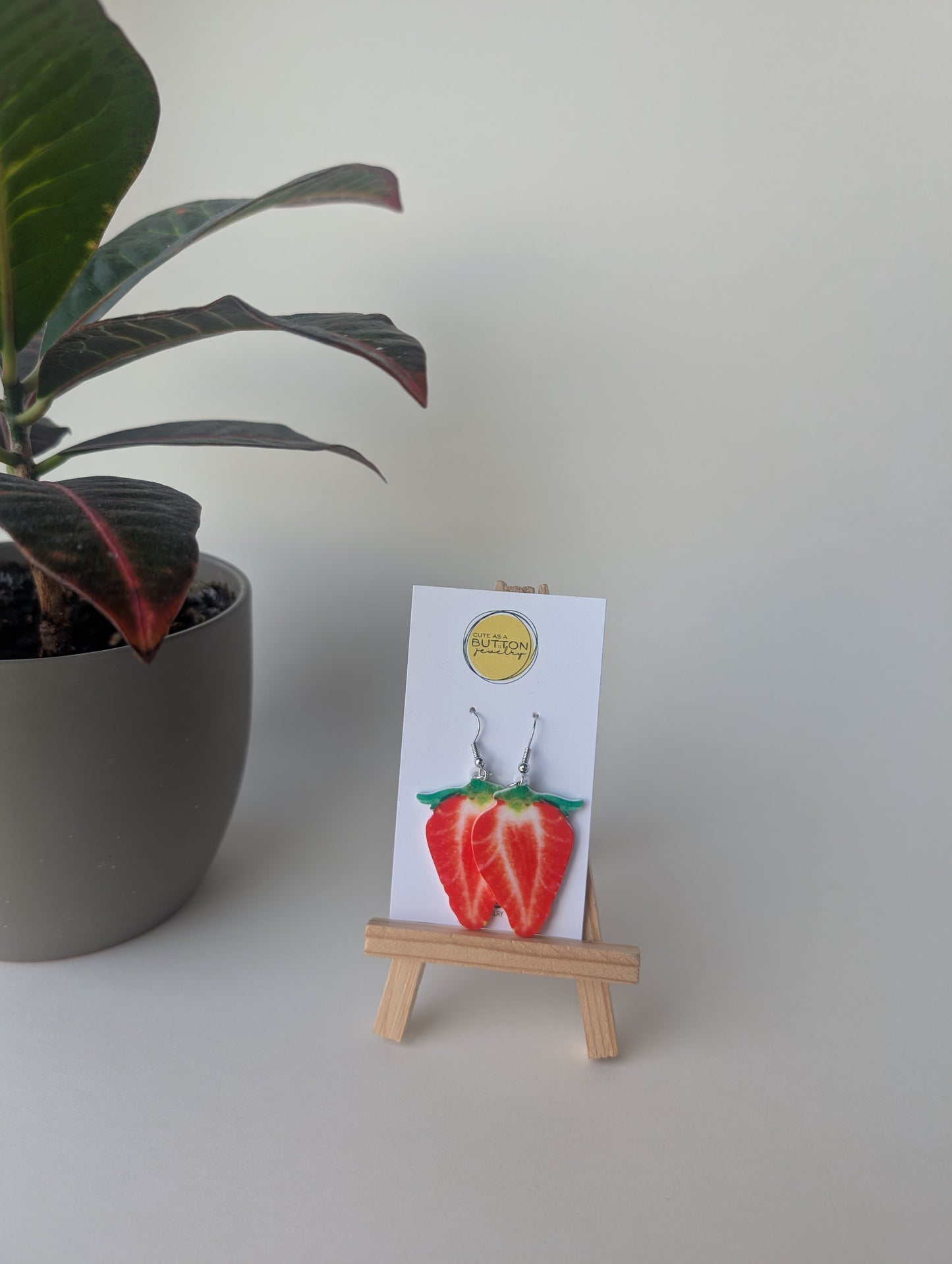 Strawberry Slice Dangle Earrings