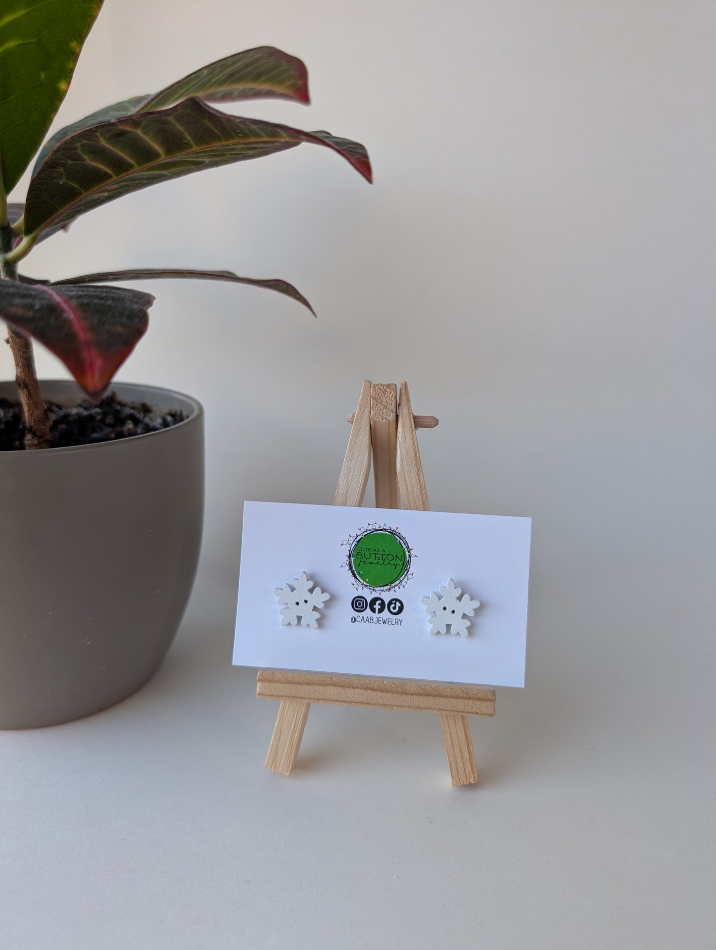 Snowflake Stud Earrings with Hypoallergenic Posts in Stainless Steel or Titanium