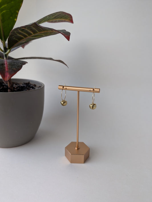 Jingle Bell Hoop Earrings in Gold and Silver with Hypoallergenic Stainless Steel Hoops