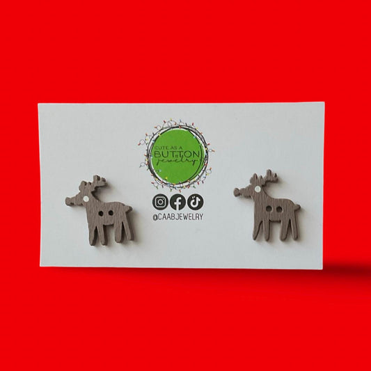 Handmade wooden reindeer earrings