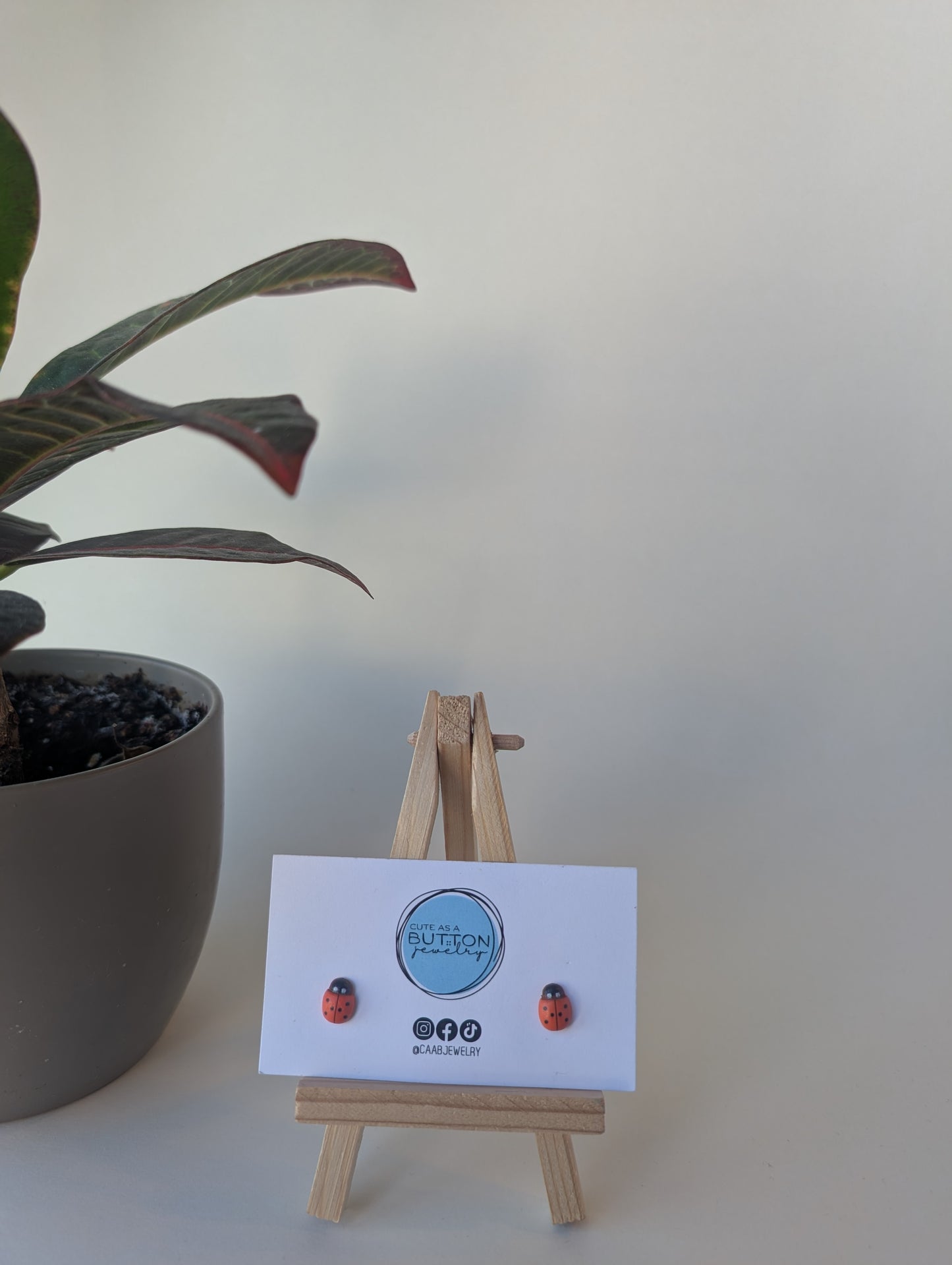 Ladybug Stud Earrings with Hypoallergenic Stainless Steel or Titanium Posts - 6 color variations!