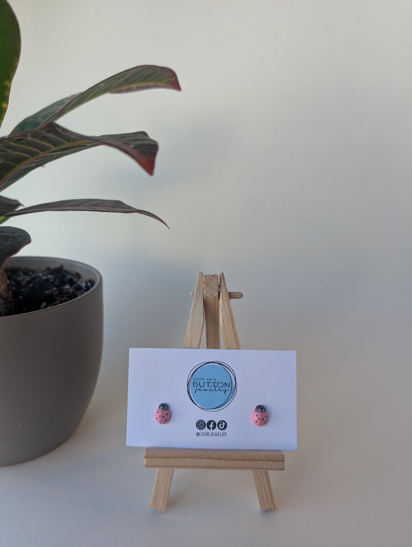 Ladybug Stud Earrings with Hypoallergenic Stainless Steel or Titanium Posts - 6 color variations!