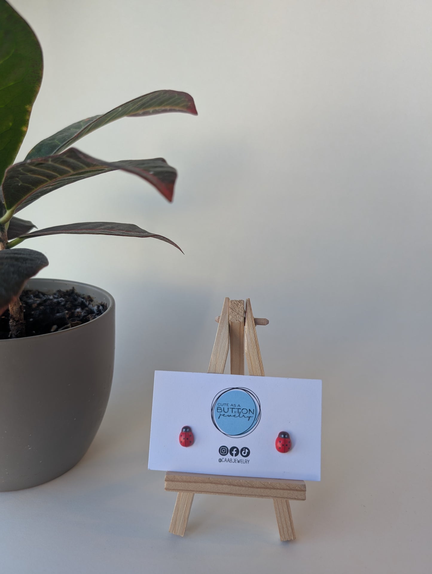 Ladybug Stud Earrings with Hypoallergenic Stainless Steel or Titanium Posts - 6 color variations!