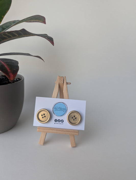 Gold Sparkly Button Stud Earrings with Hypoallergenic Stainless Steel or Titanium Posts - 3 style available!
