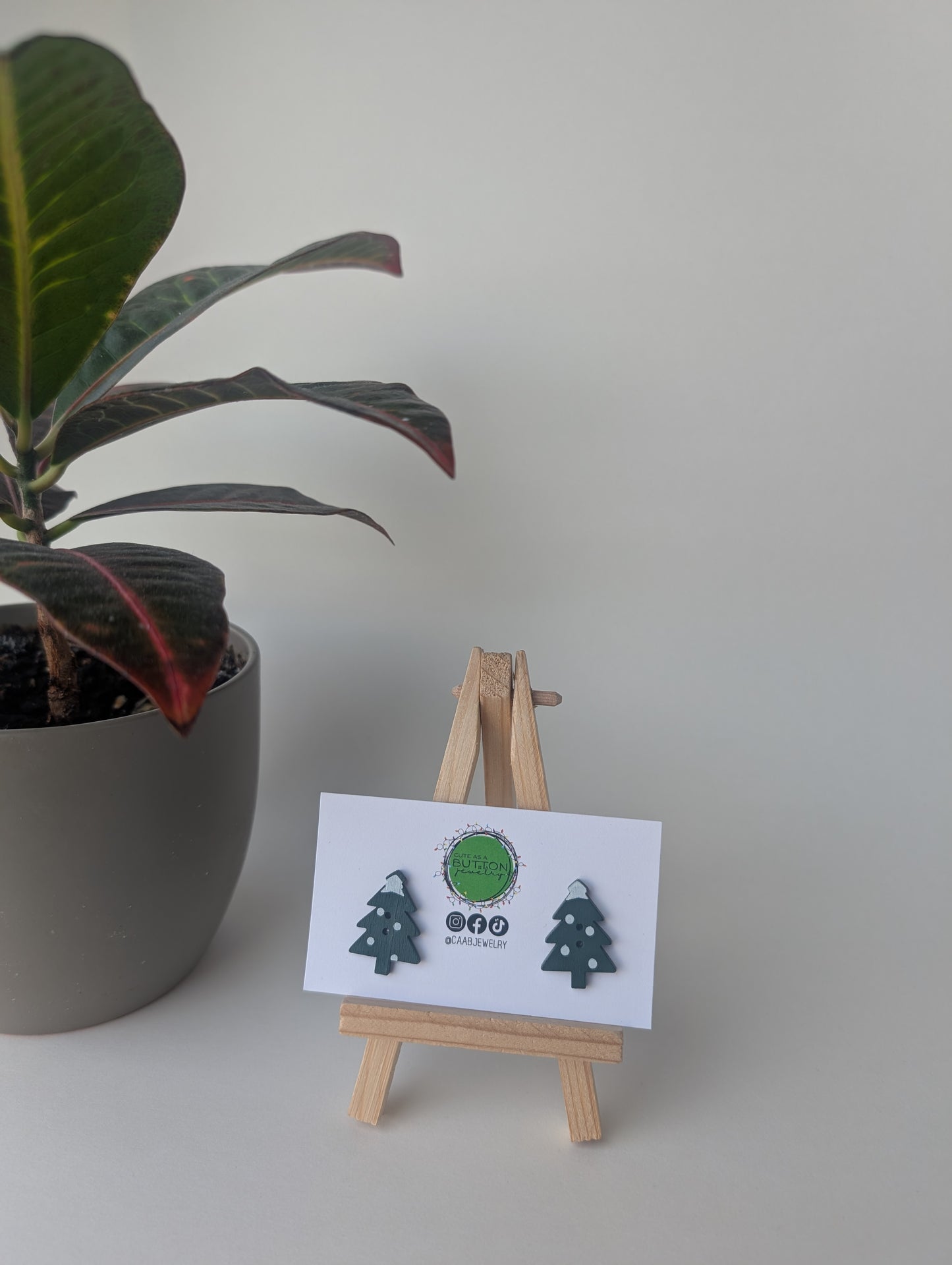 Snowy Christmas Tree Stud Earrings with Hypoallergenic Posts in Stainless Steel or Titanium