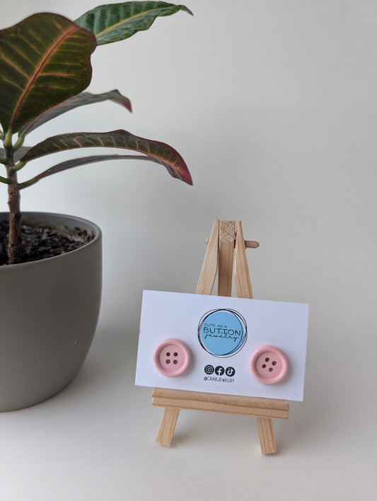 Classic Light Pink Button Stud Earrings (2 sizes) with Hypoallergenic Posts in Stainless Steel or Titanium