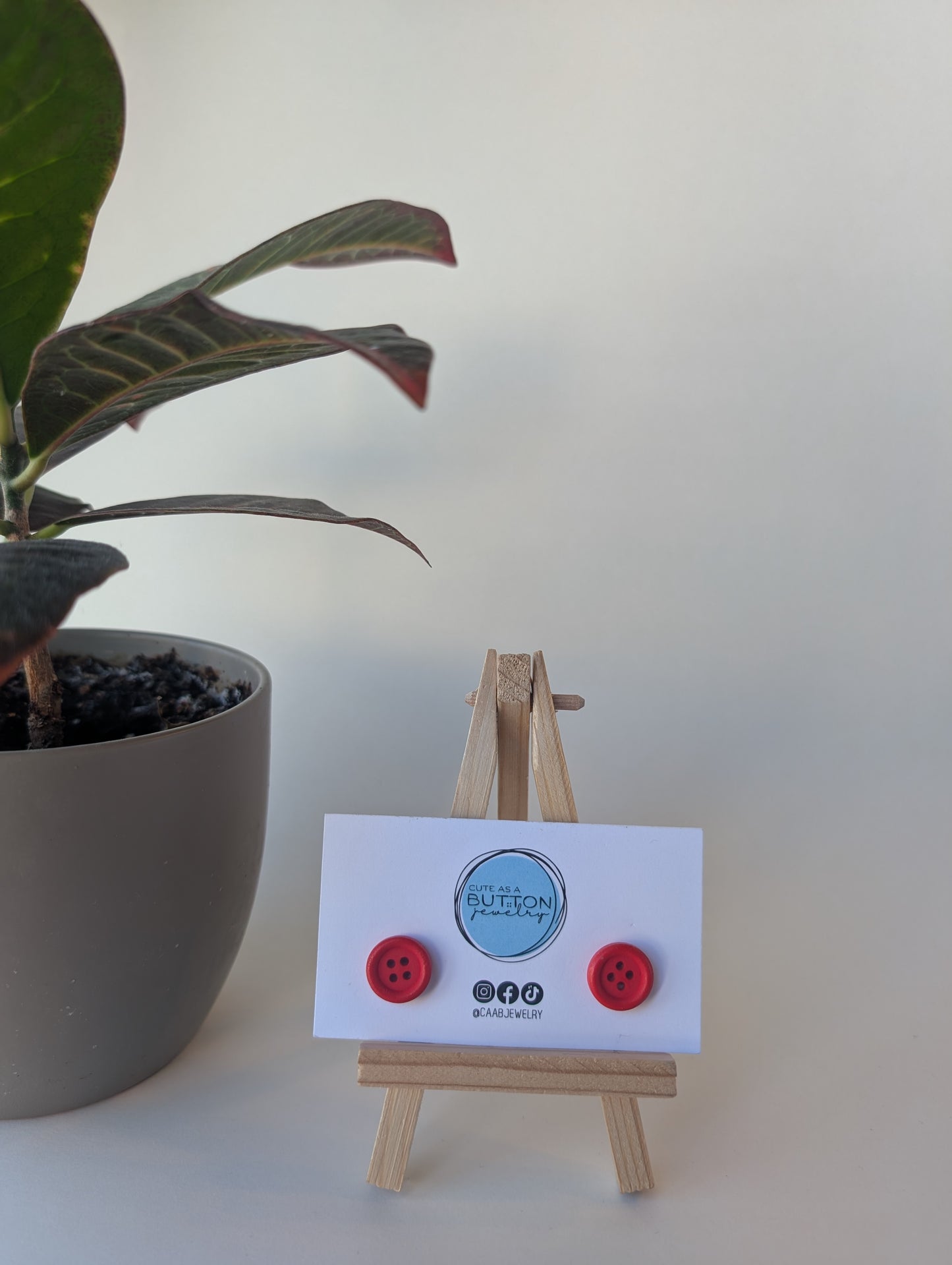 Classic Red Button Stud Earrings (2 sizes) with Hypoallergenic Posts in Stainless Steel or Titanium