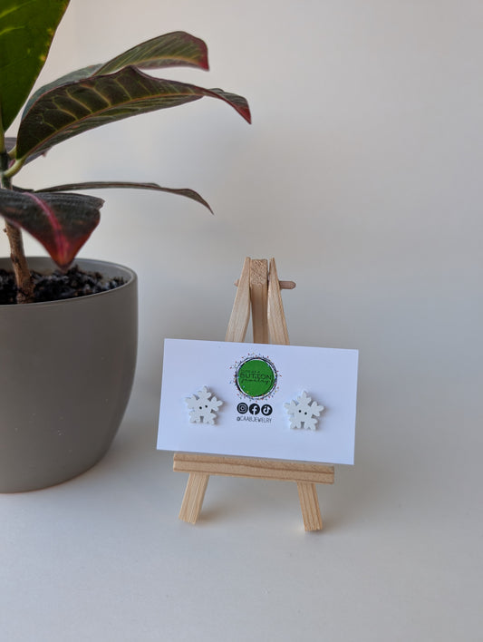 Snowflake Stud Earrings with Hypoallergenic Posts in Stainless Steel or Titanium